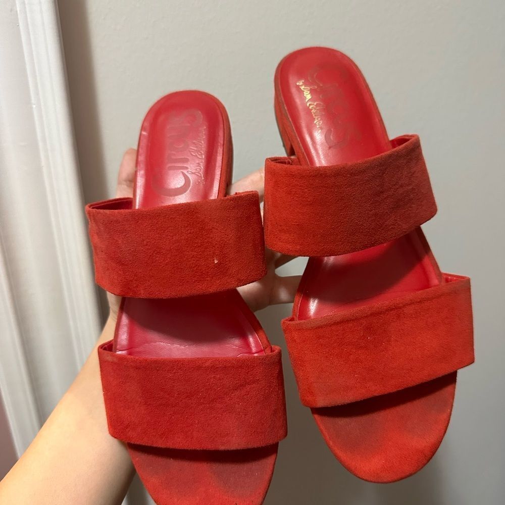 Circus by Sam Edelman Red Suede Mule Sandal Delaney - Picture 2 of 8